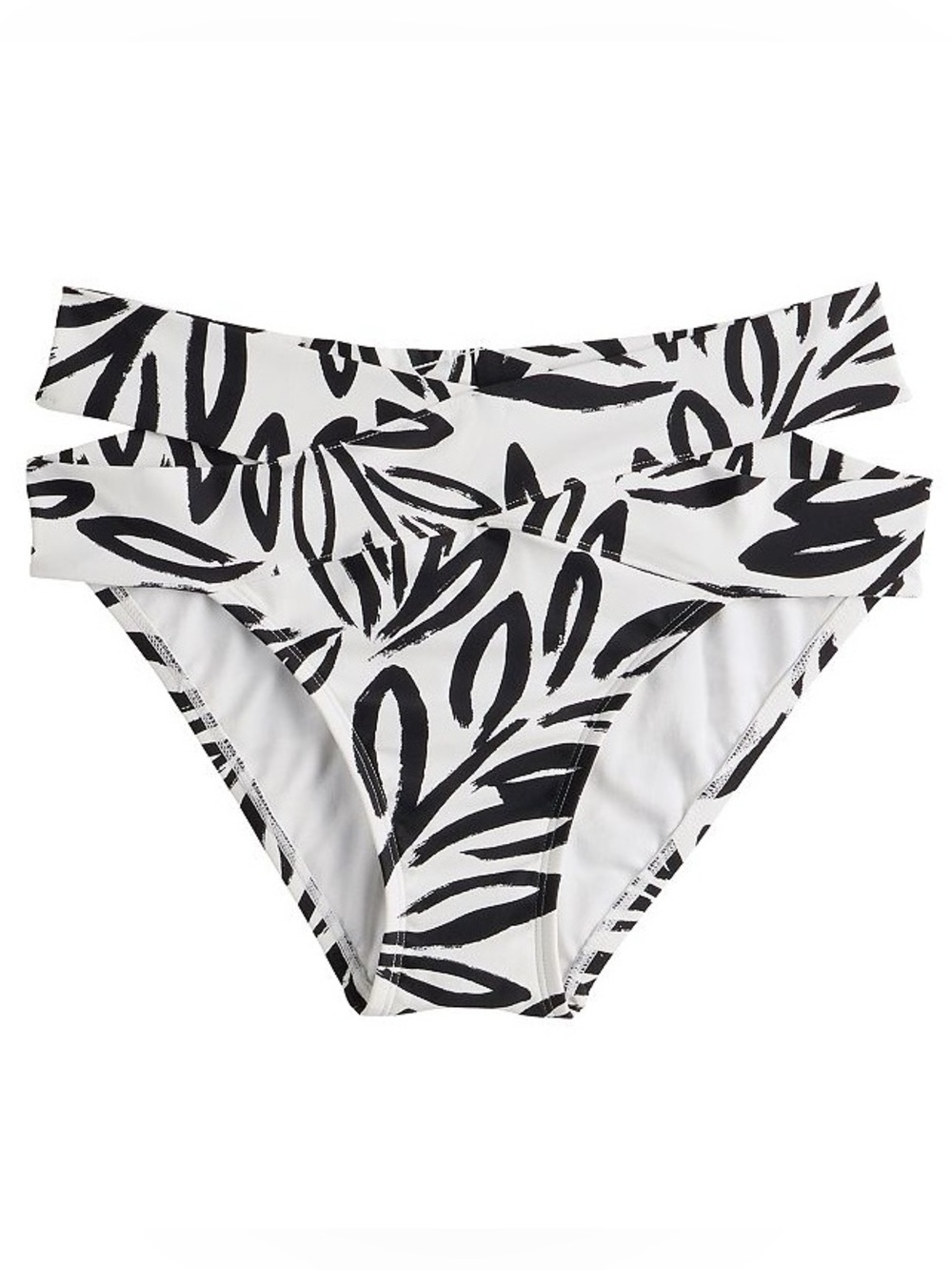 Black & White Leaf Print Bikini Bottoms